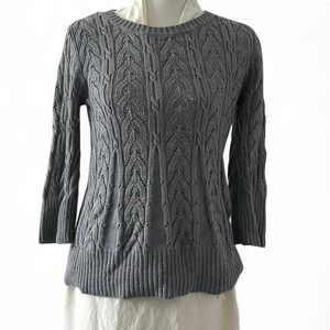 Ann Taylor gray peplum cable knit